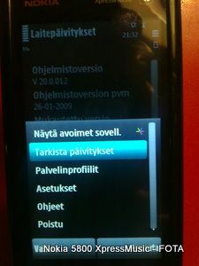 Valinnat - Tarkista päivitykset