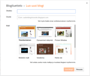 Luo uusi Blogger sivusto