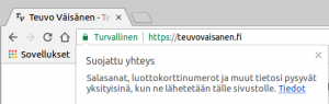 Chrome - HTTPS -suojaus päällä