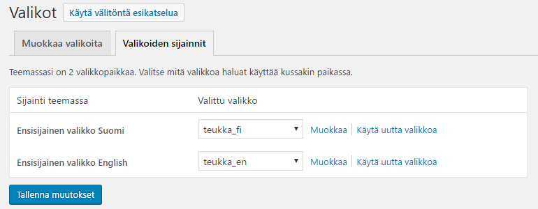 Polylang valikkoasetus