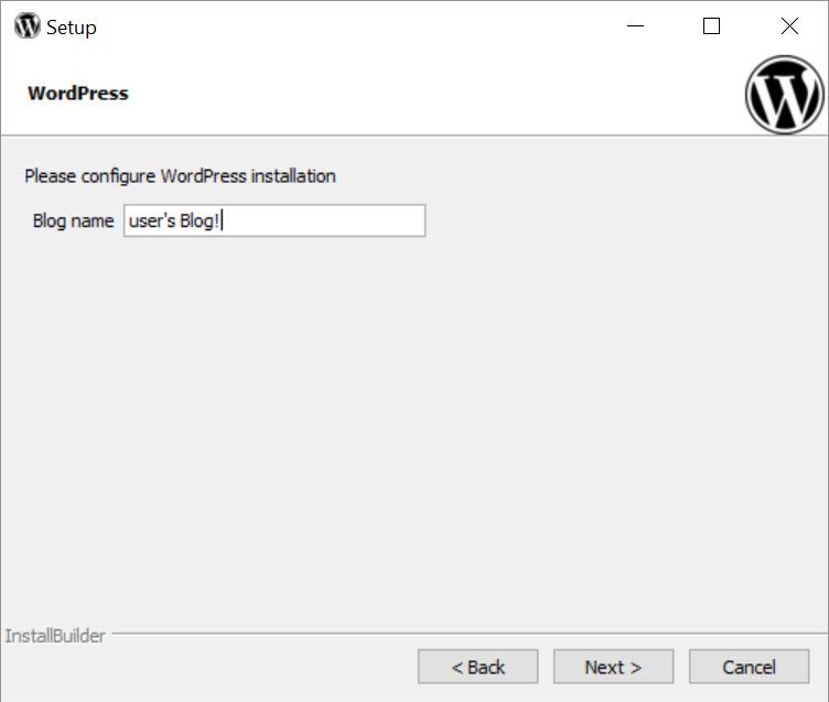 Bitnami WordPress Stack - sivuston nimi